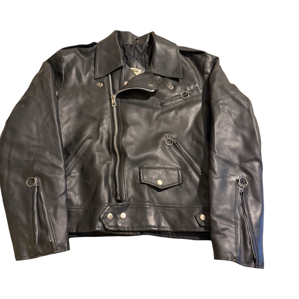 Murphy's Mart Outerwear Vintage Black Faux Leather Motorcycle Jacket Size XL